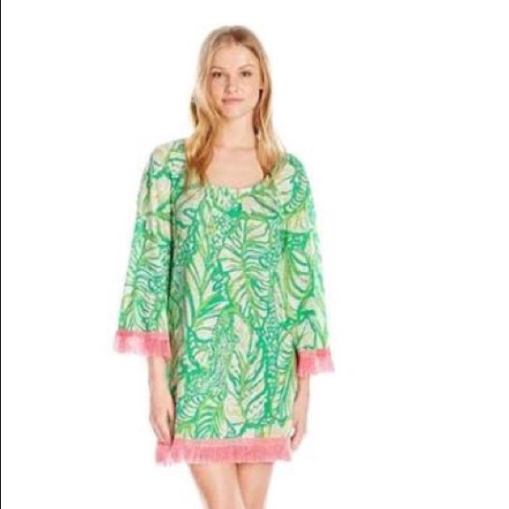 Lilly Pulitzer Green and Pink Tropical Swim Coverup